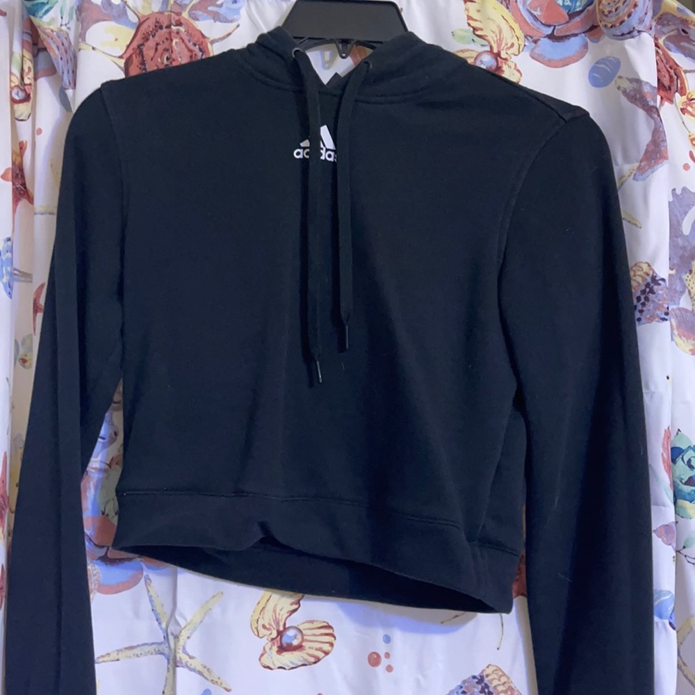black adidas cropped hoodie